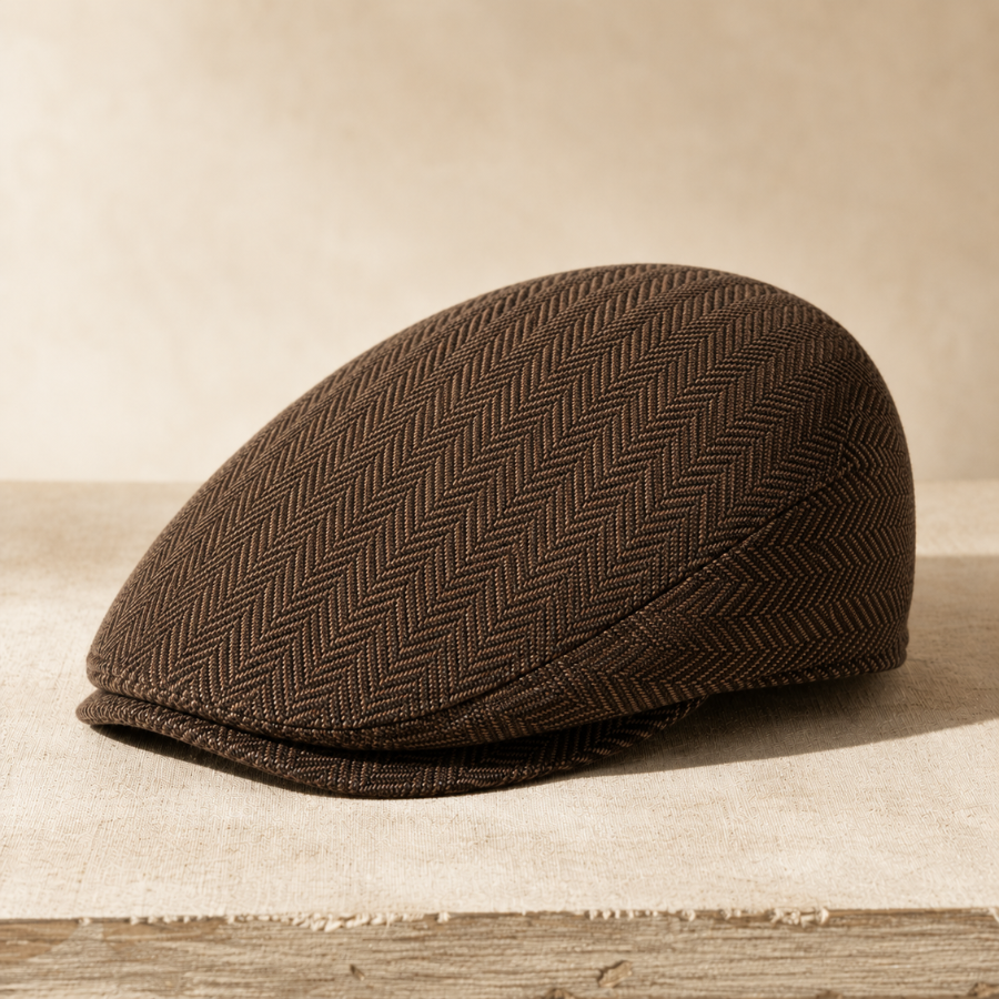 Herringbone Wool Flat Cap