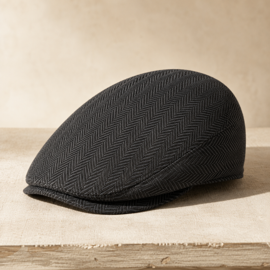 Herringbone Wool Flat Cap