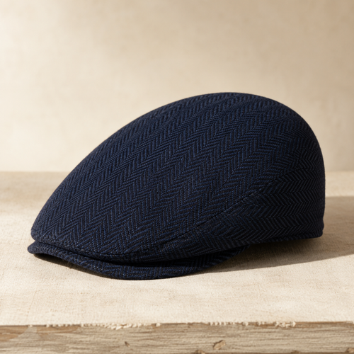 Herringbone Wool Flat Cap