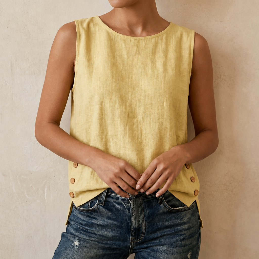 Imperia Linen Button Side Tank in Yellow