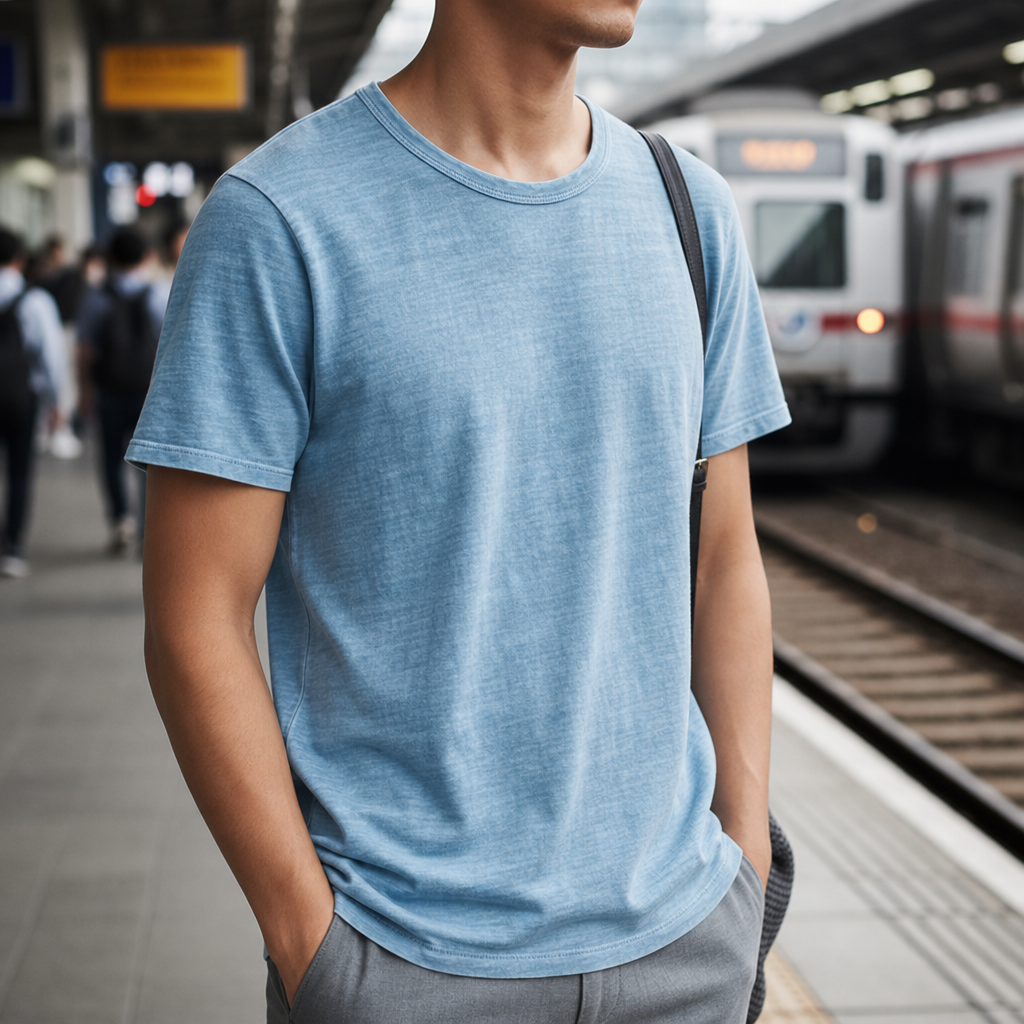 Kardamyli Vintage Wash T-Shirt in Azure