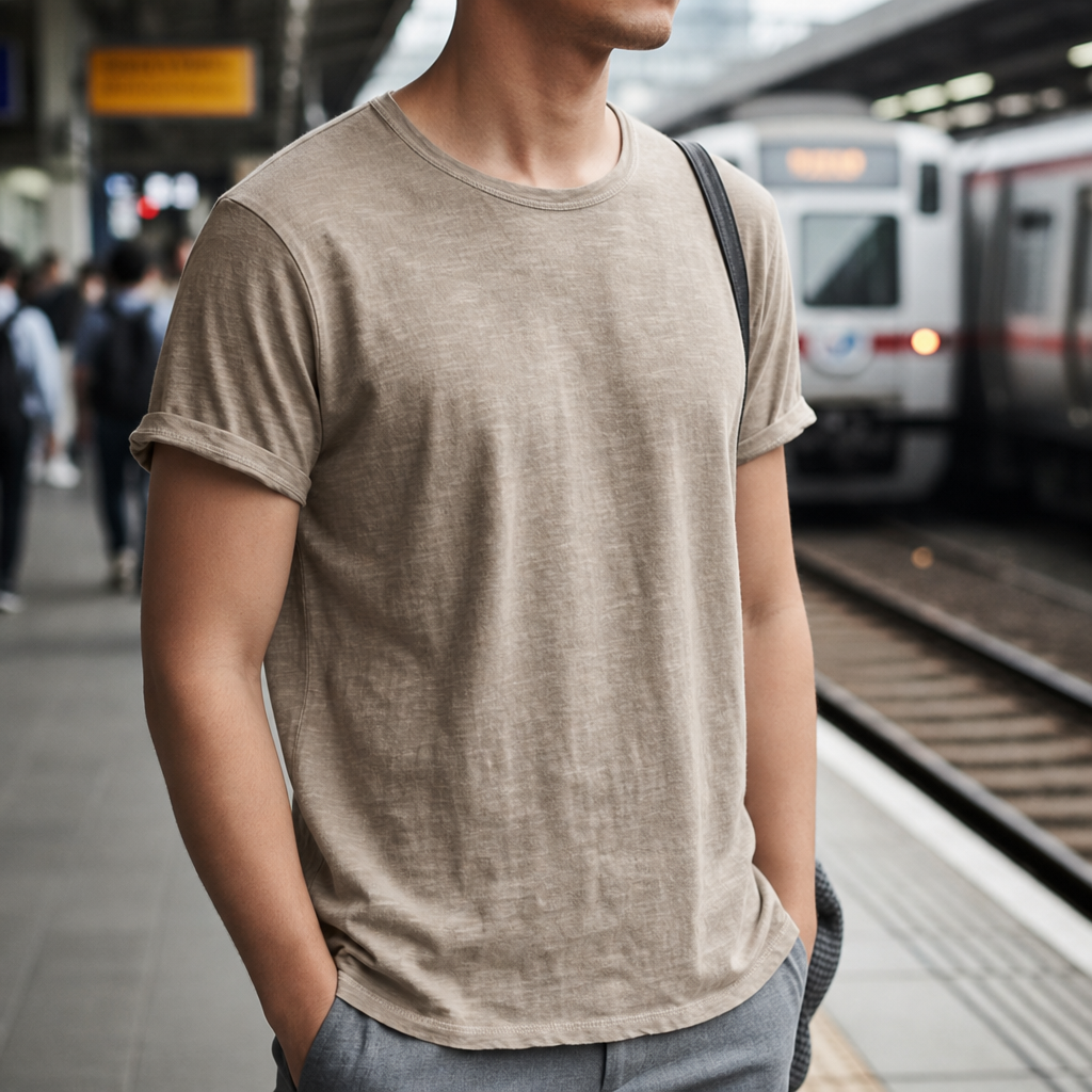 Kardamyli Vintage Wash T-Shirt in Coffee