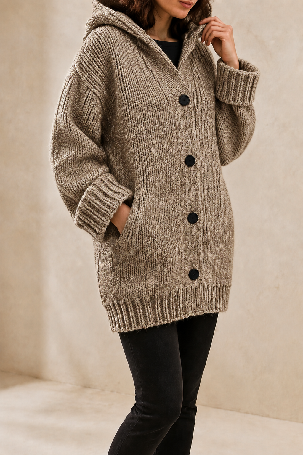 Cordoba Long Hooded Knit Cardigan