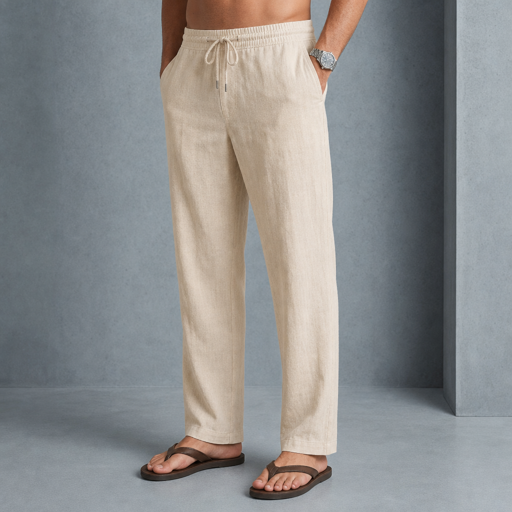 Kyrenia Linen Drawstring Pants in Khaki