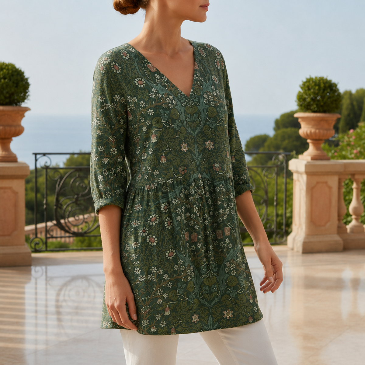 Lourmarin Vintage Floral Tunic Blouse