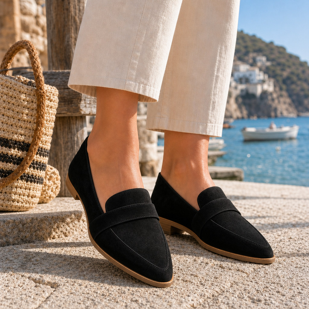 Lerici Orthopedic Soft Suede Loafers in Black