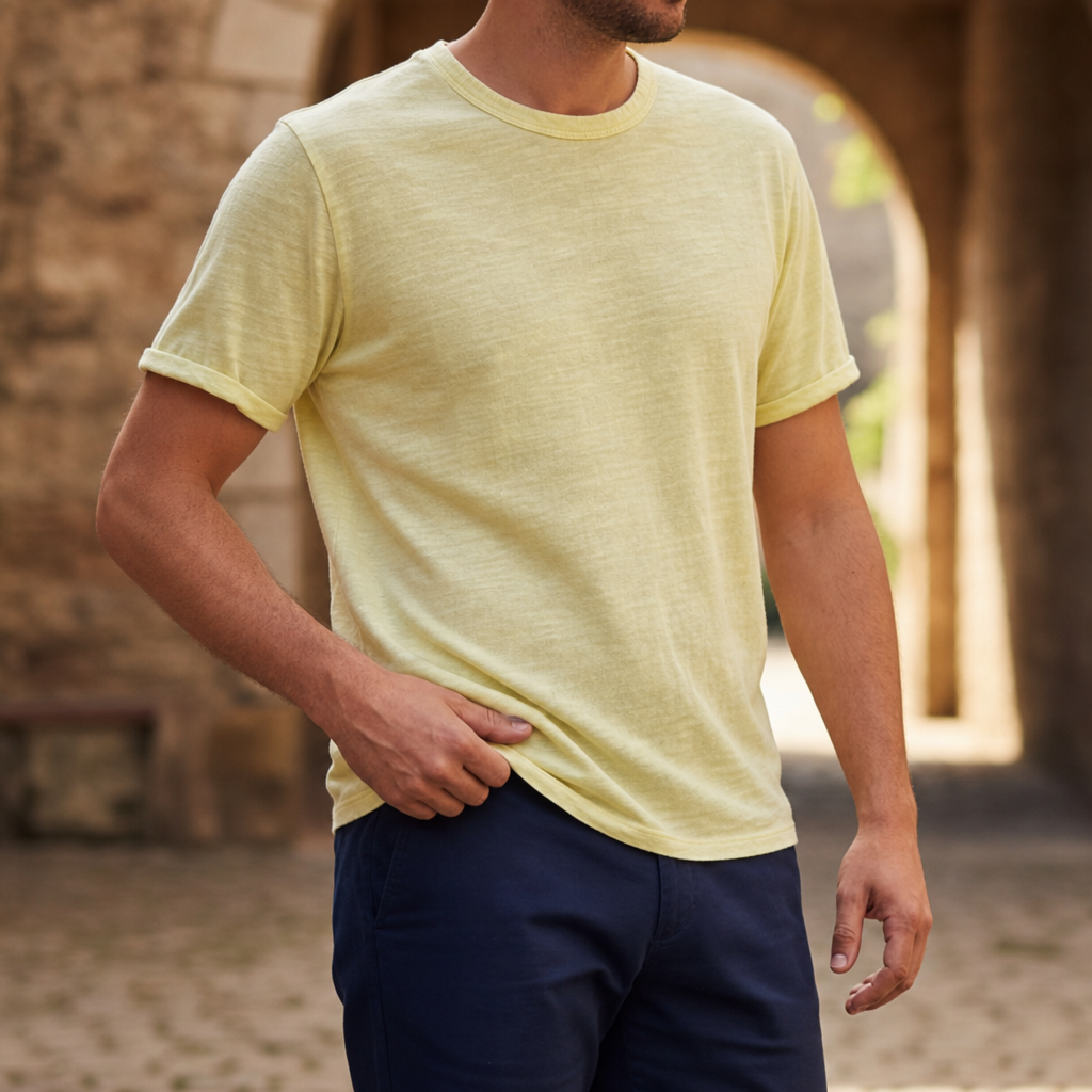 Leros Vintage Cotton T-Shirt in Khaki
