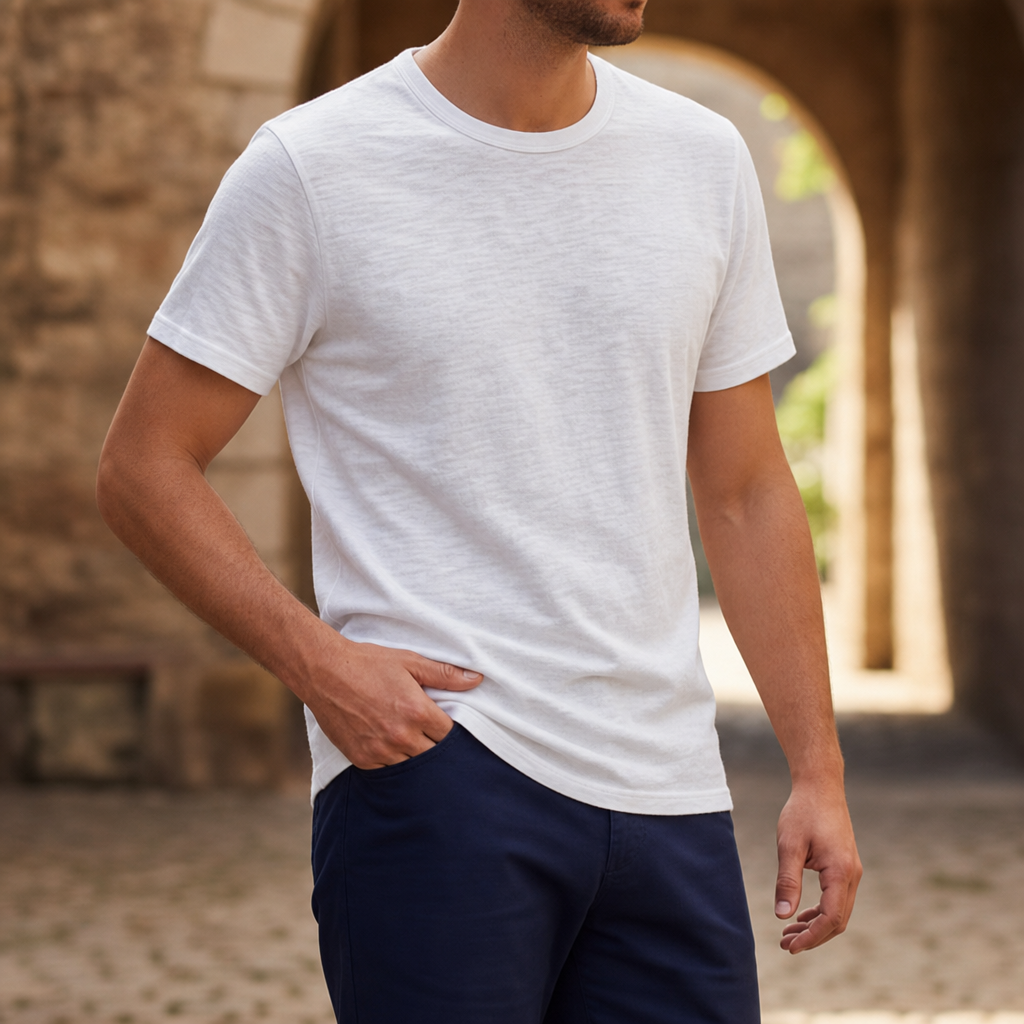 Leros Vintage Cotton T-Shirt in White