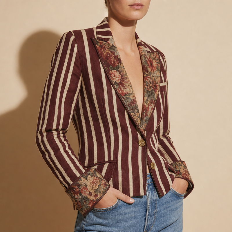 Makarska Mixed Print Blazer in Claret