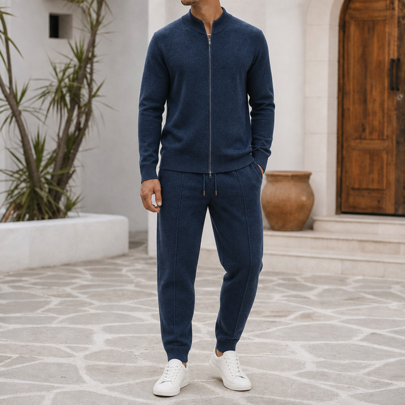 Matera Merino Wool Tracksuit Set in Navy