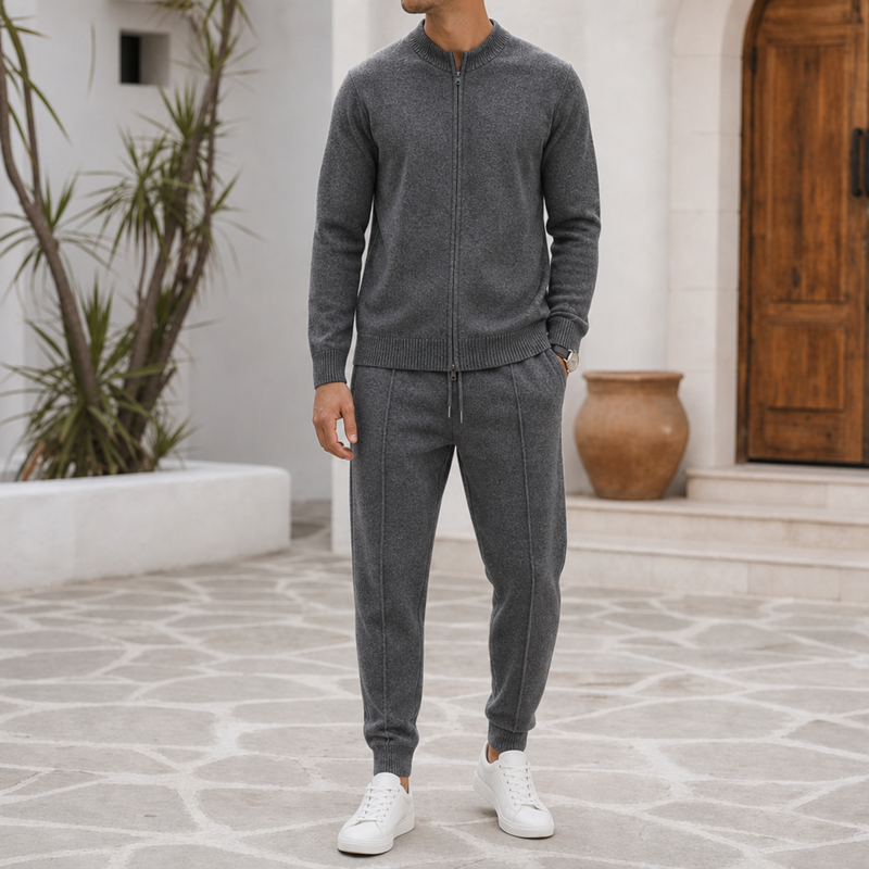 Matera Merino Wool Tracksuit Set in Dark Gray