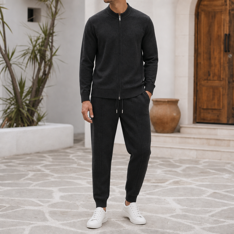 Matera Merino Wool Tracksuit Set in Black