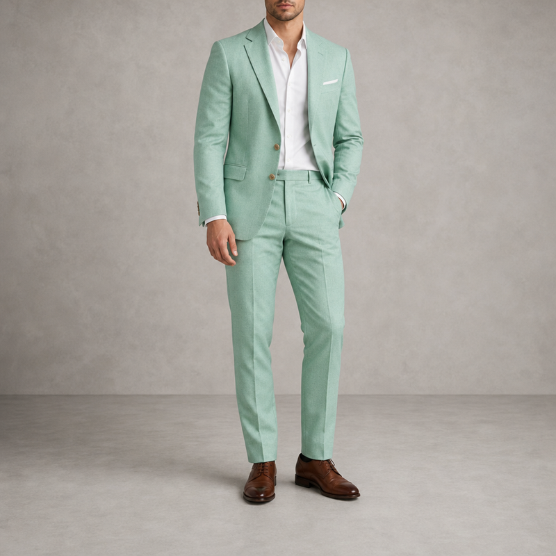 Merida Linen Suit Set in Light Green