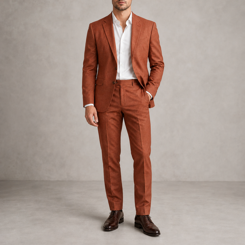 Merida Linen Suit Set in Orange