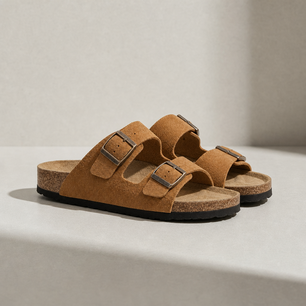 Nafplio Double Strap Buckle Sandals in Bronze