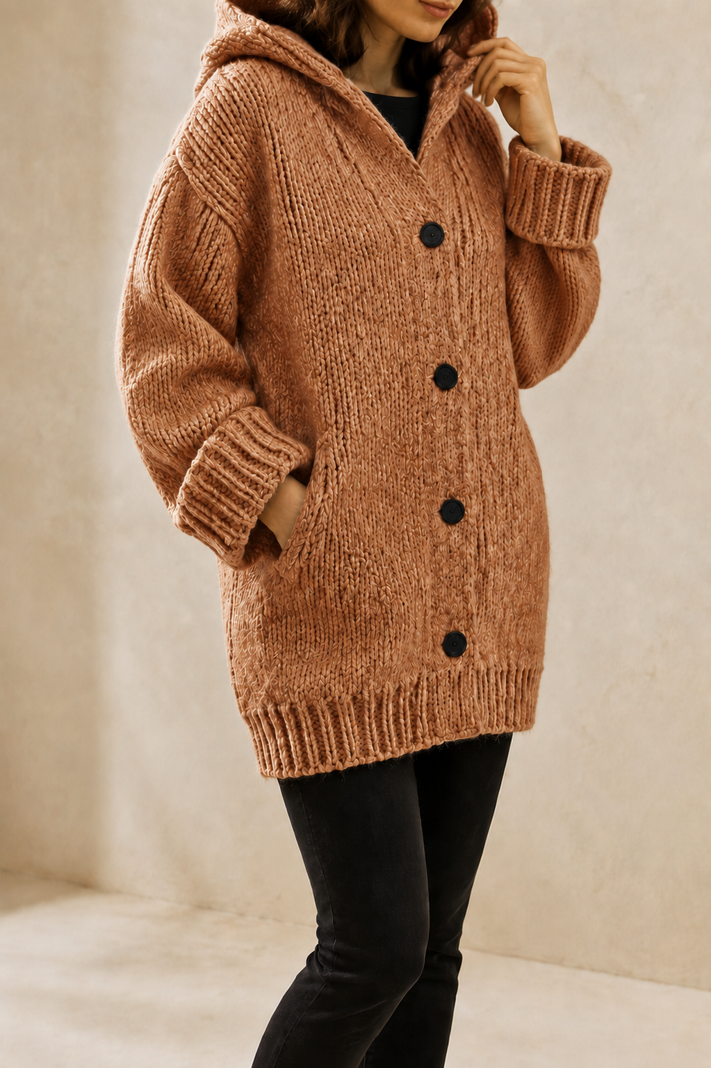 Cordoba Long Hooded Knit Cardigan