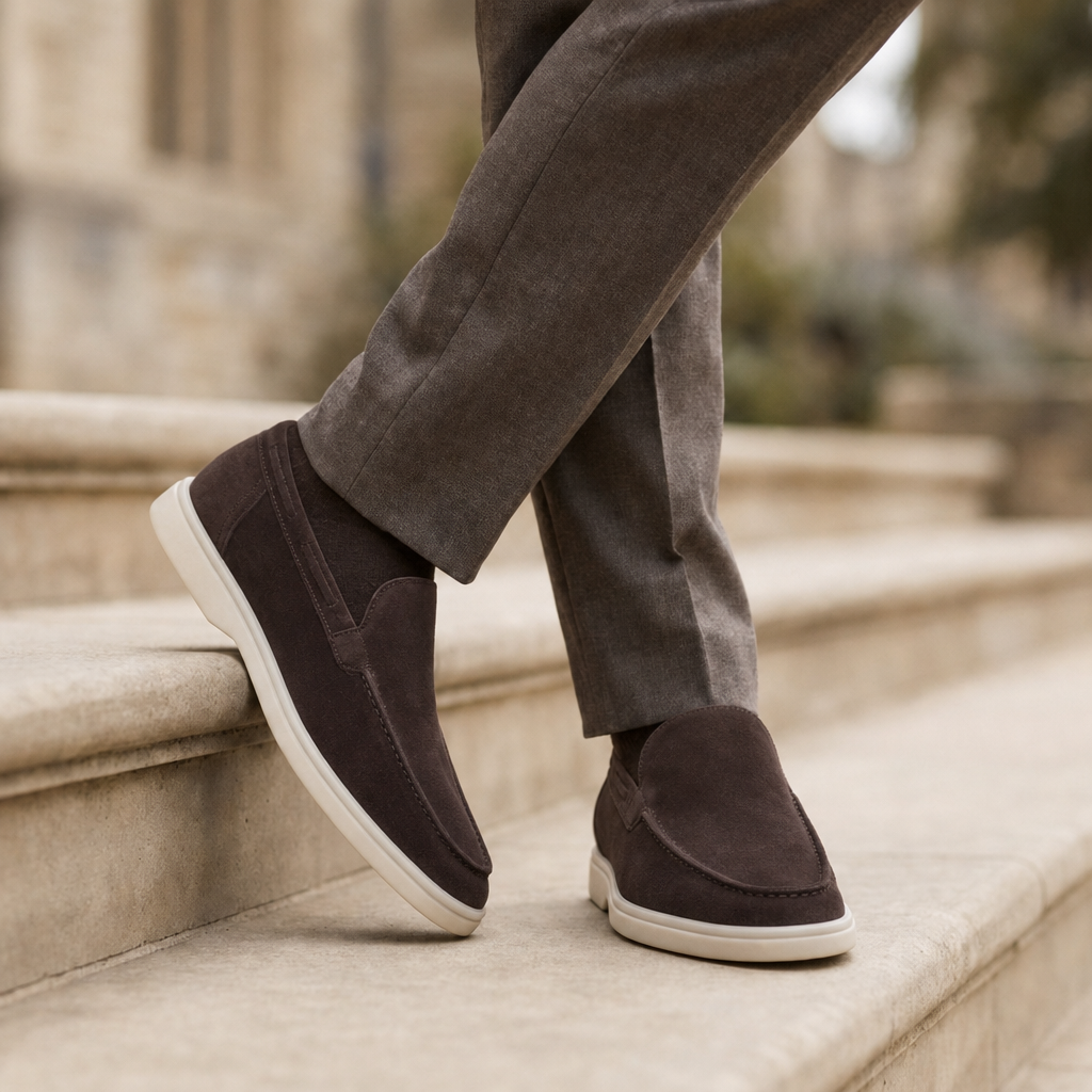 Ostuni Suede Slip-On Loafers in Dark Brown