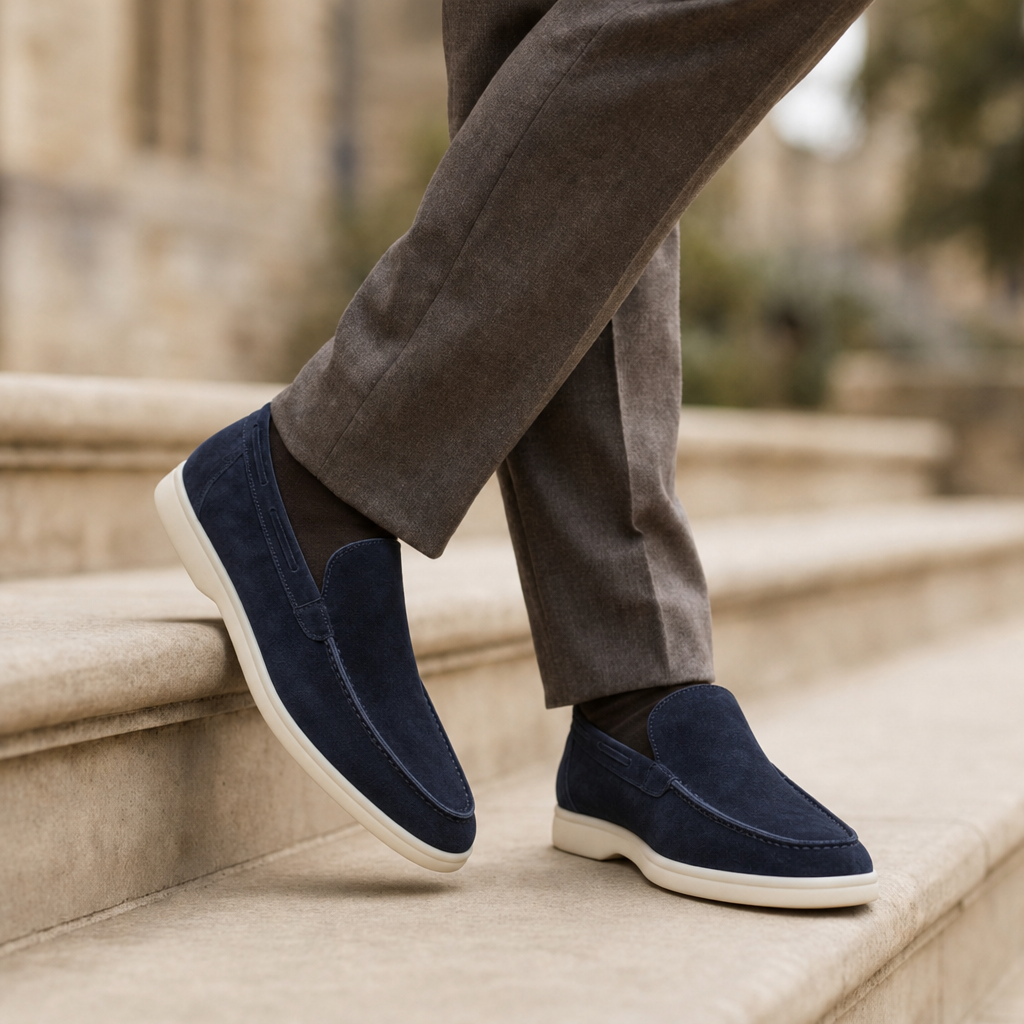 Ostuni Suede Slip-On Loafers in Diepblauw