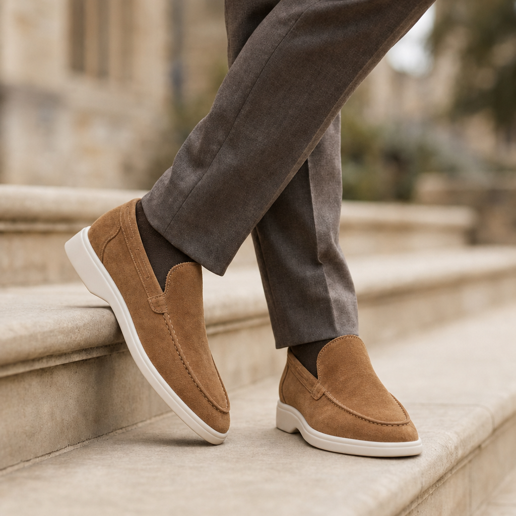 Ostuni Suede Slip-On Loafers in Light Brown