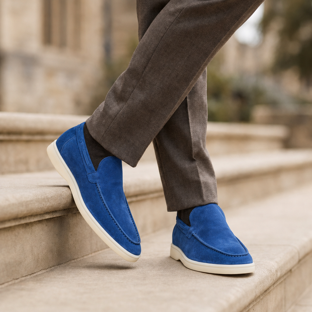 Ostuni Suede Slip-On Loafers in Oceaanblauw