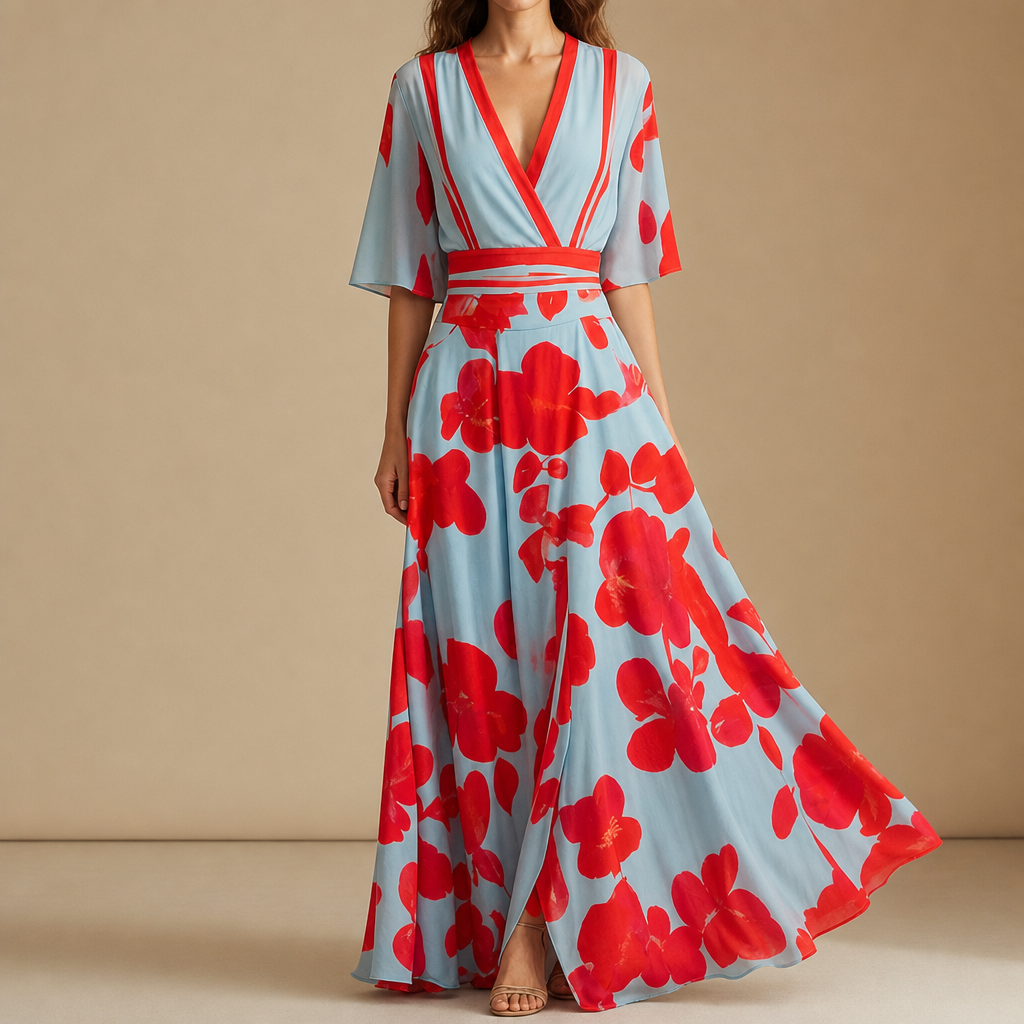 Otranto Floral Wrap Maxi Dress in Floral