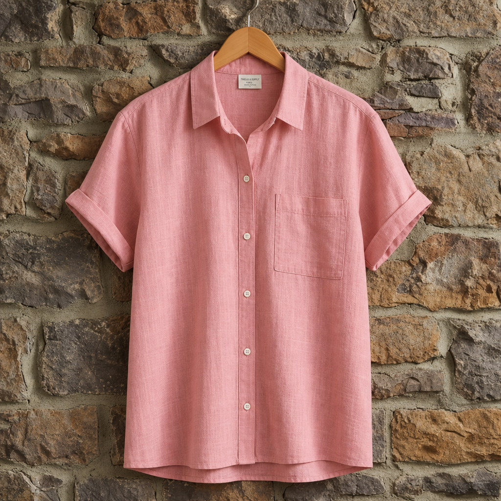 Padova Linen Button-Up Shirt in Pink