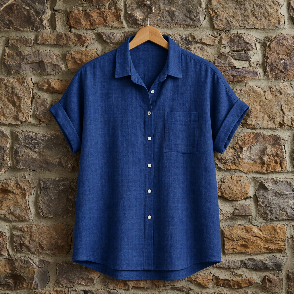 Padova Linen Button-Up Shirt in Blue