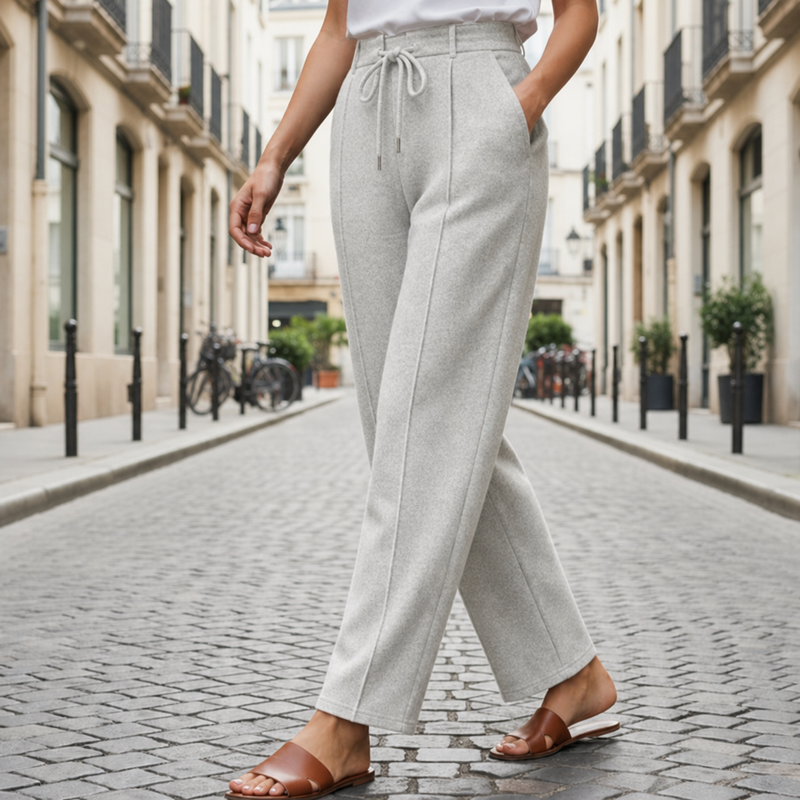 Perpignan Cashmere Knit Trousers in Light Gray