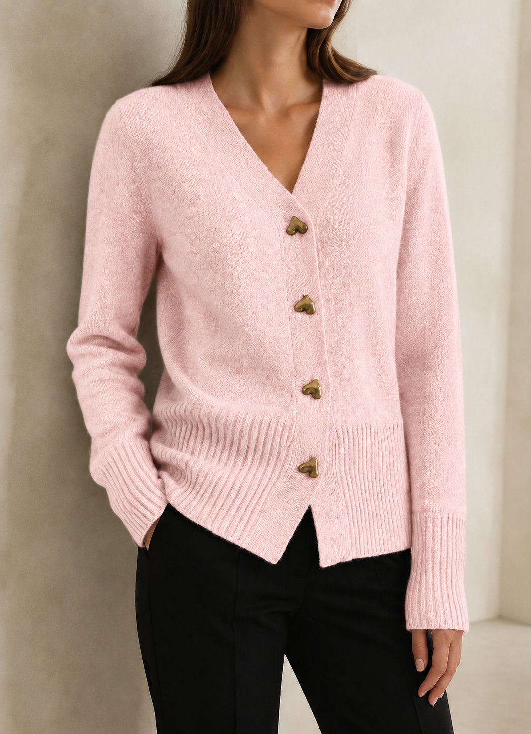 Comillas Heart Button Cardigan