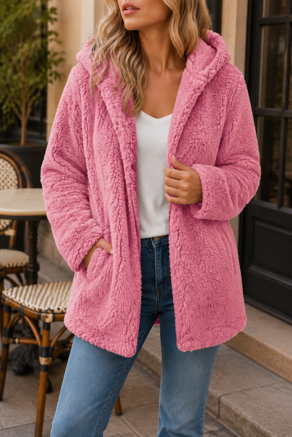 Poros Hooded Teddy Fleece Jacket