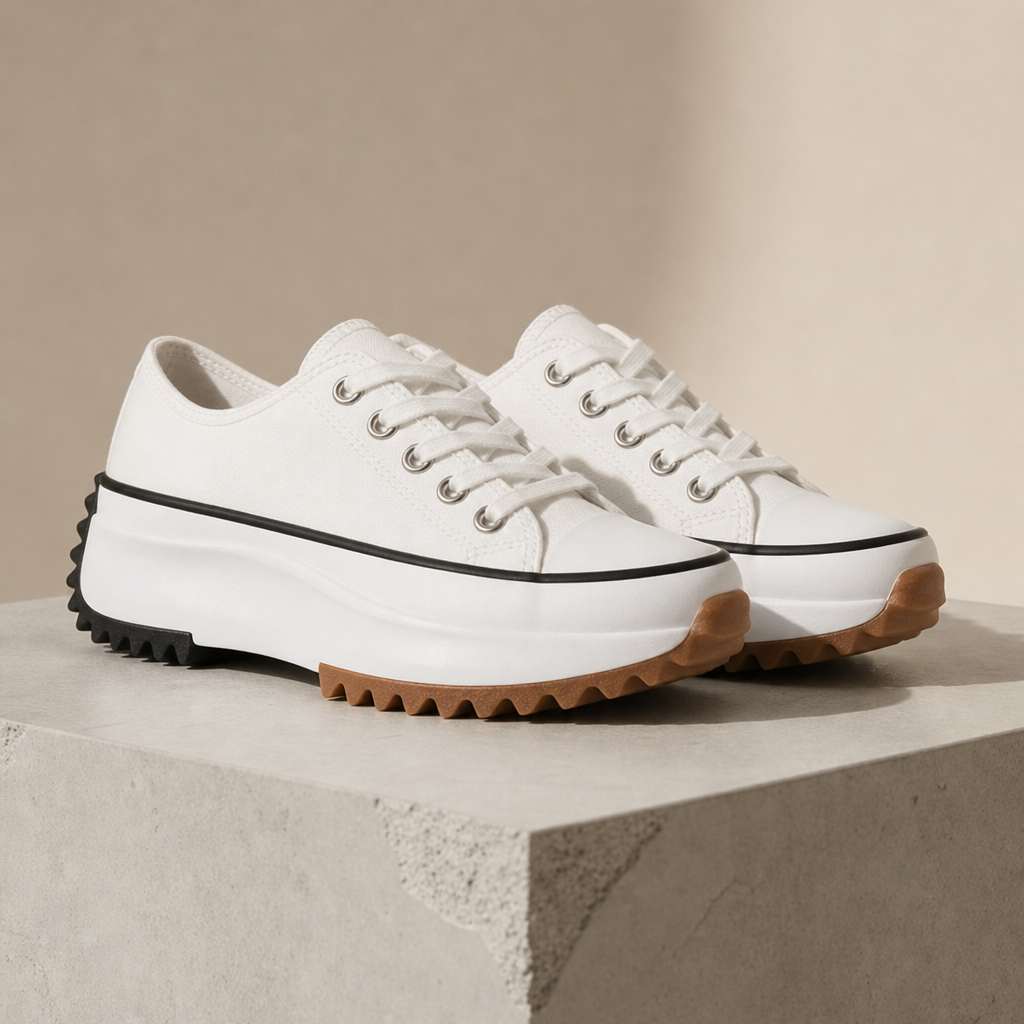 Piodao Orthopedic Platform Canvas Sneakers in Ivory White