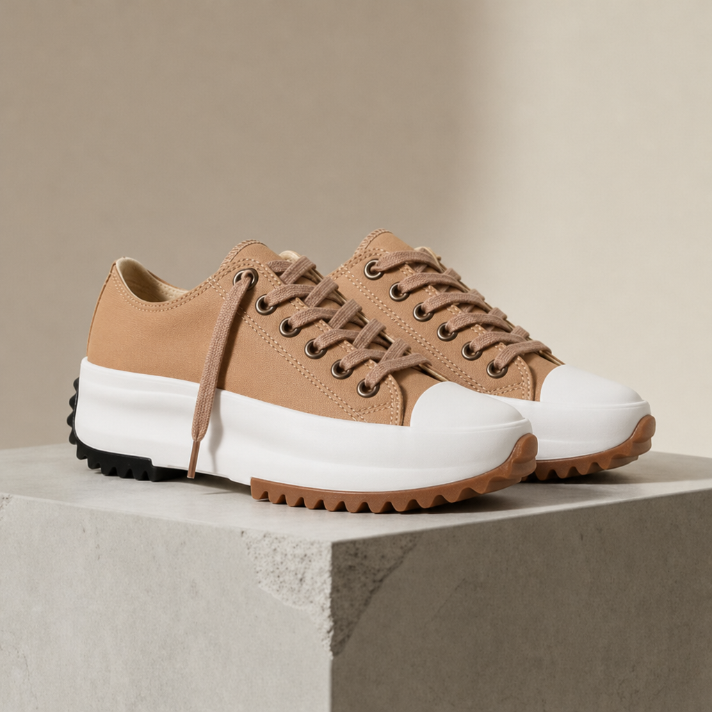 Piodao Orthopedic Platform Canvas Sneakers in Sandstone Beige