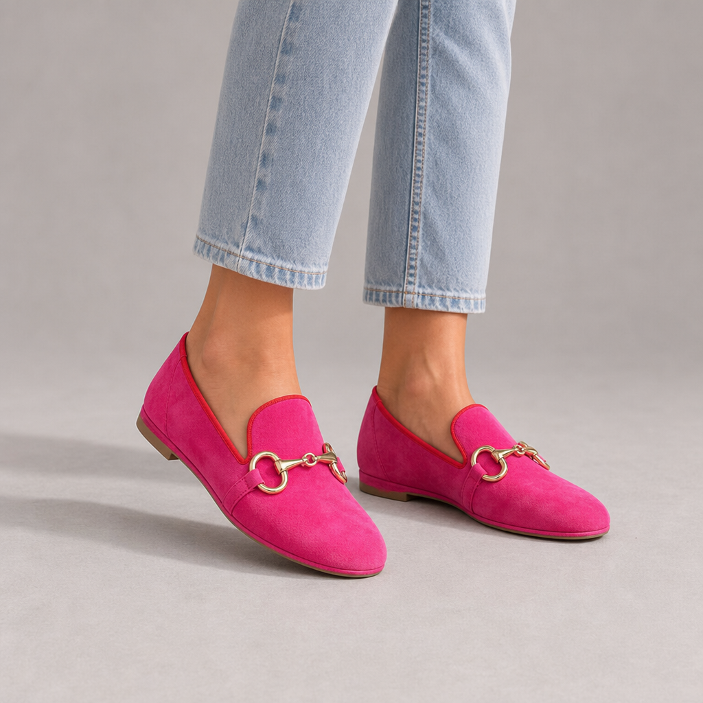 Pollensa Orthopedic Suede Loafers in Deep Pink