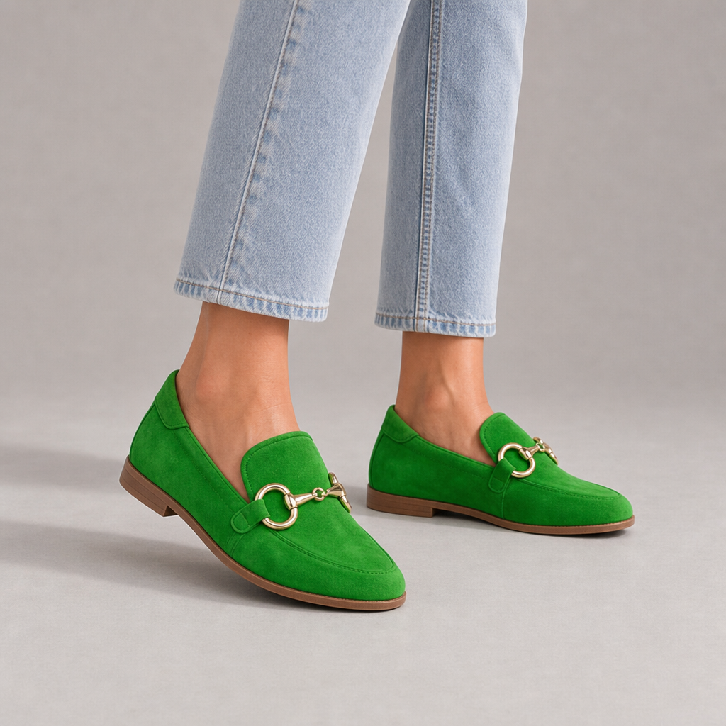 Pollensa Orthopedic Suede Loafers in Green
