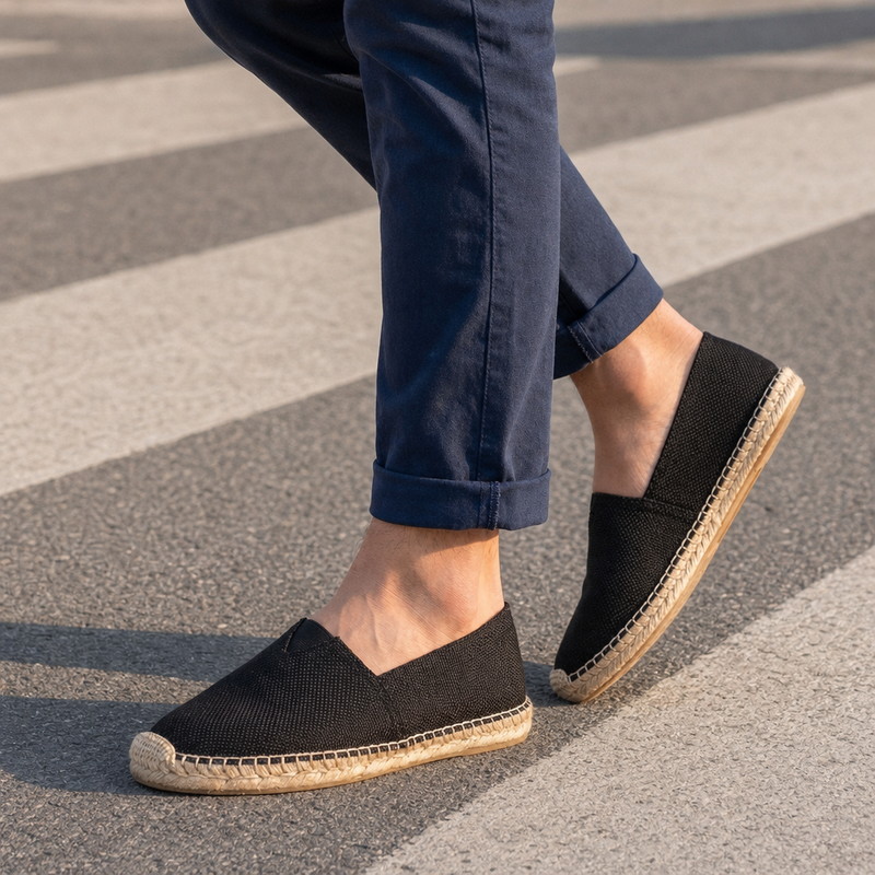 Poros Canvas Jute Espadrilles in Black