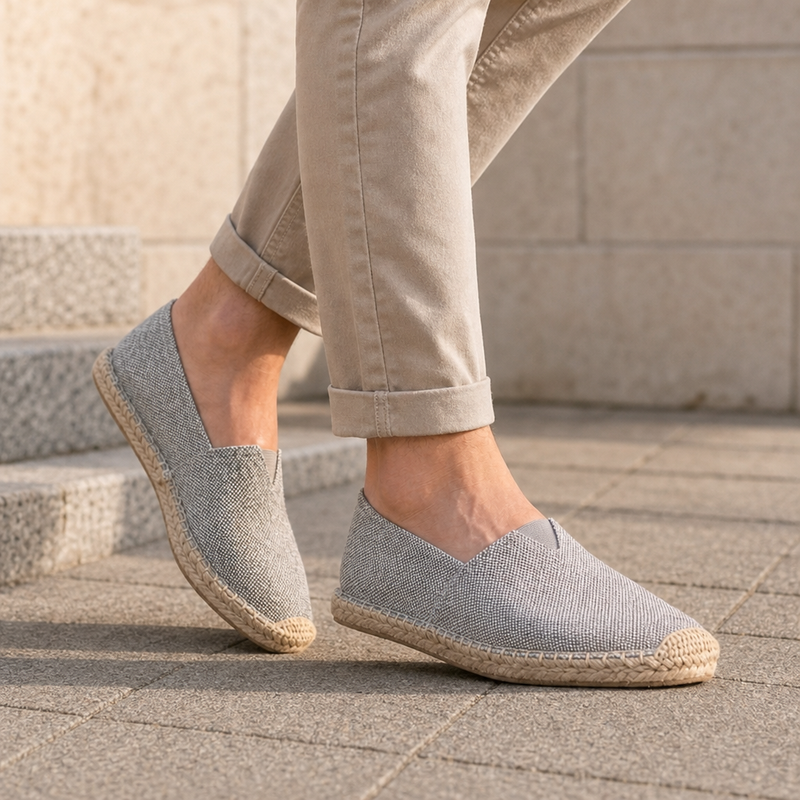 Poros Canvas Jute Espadrilles in Gray