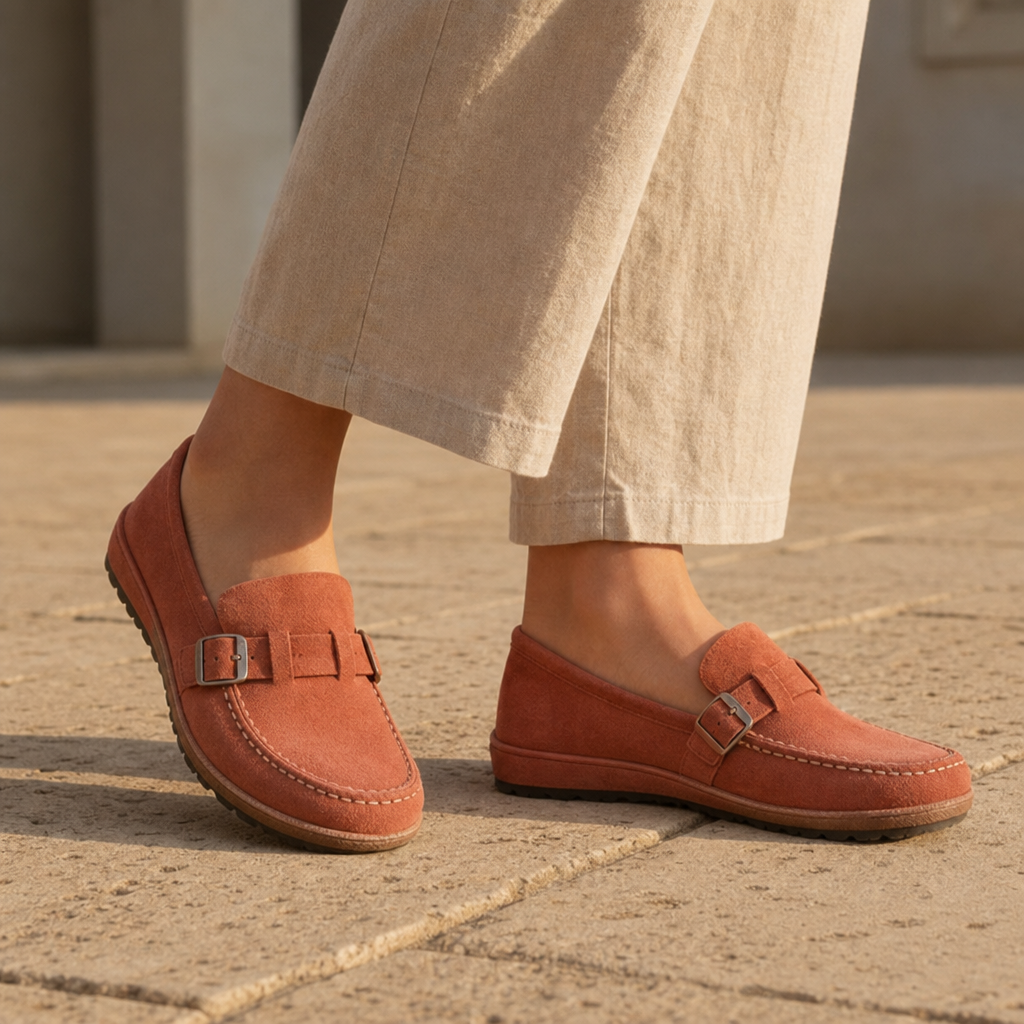 Porquerolles Orthopedic Suede Loafers in Rust