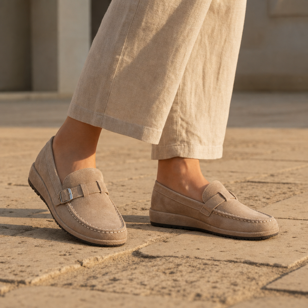 Porquerolles Orthopedic Suede Loafers in Khaki