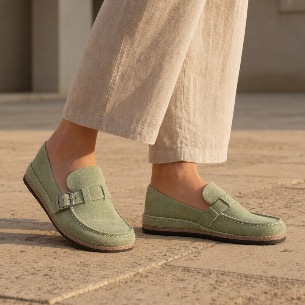 Porquerolles Orthopedic Suede Loafers in Green