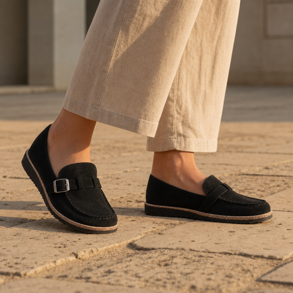 Porquerolles Orthopedic Suede Loafers in Black