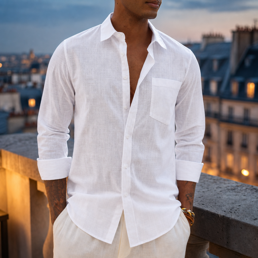 Rabat Linen Blend Shirt in White