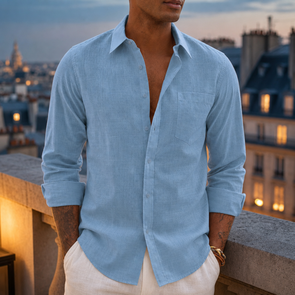 Rabat Linen Blend Shirt in Light Blue