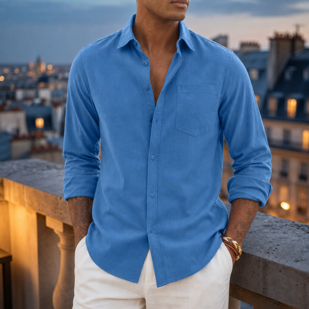 Rabat Linen Blend Shirt in Blue