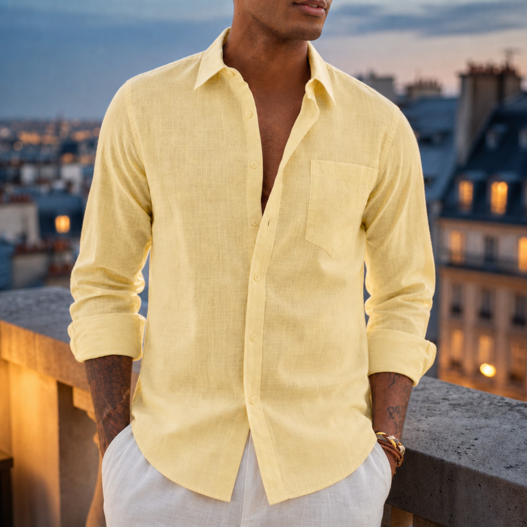 Rabat Linen Blend Shirt in Yellow
