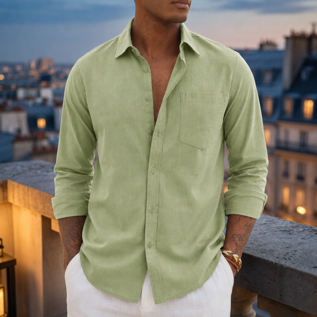 Rabat Linen Blend Shirt in Light Green