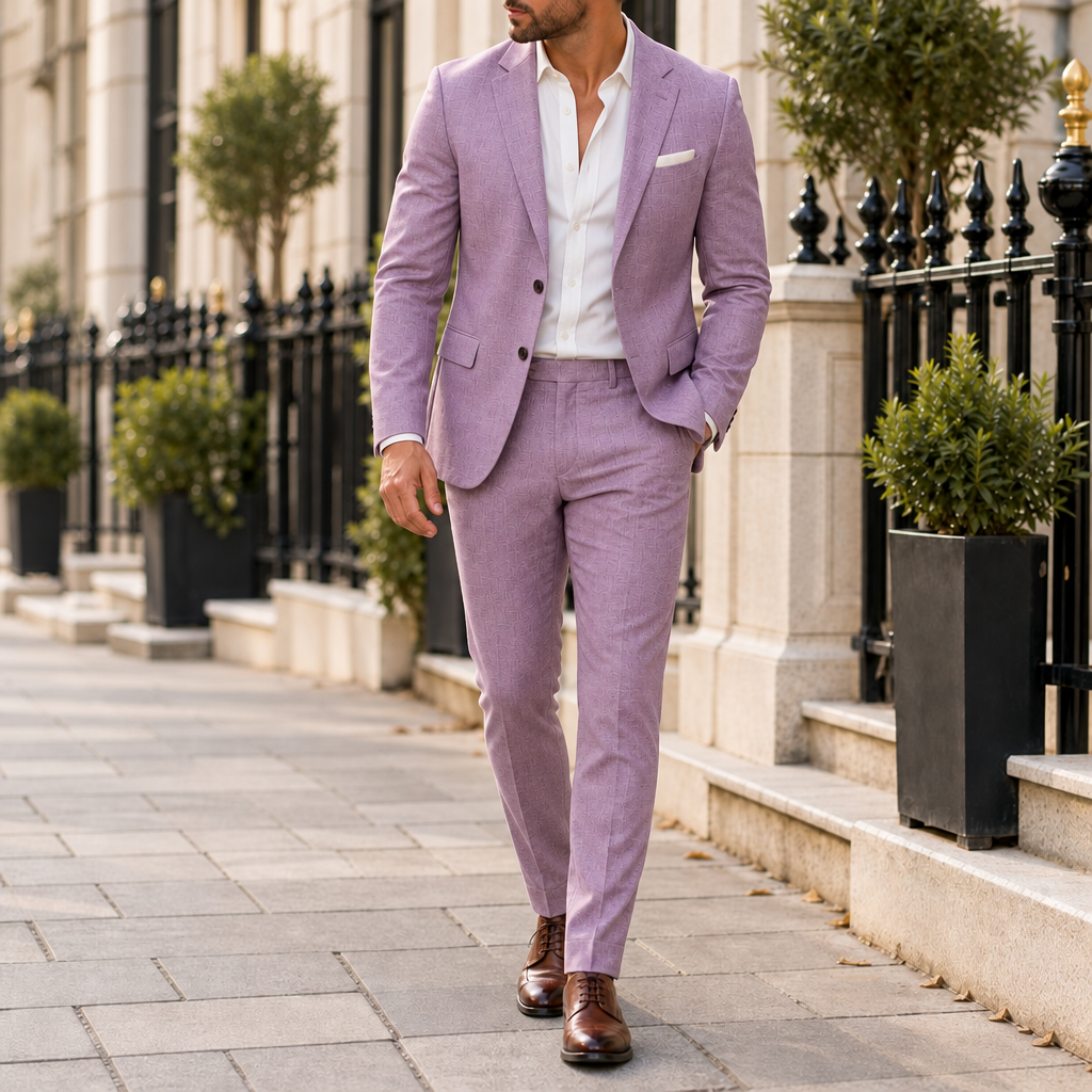 Rapallo Slim Fit Suit Set in Lilac