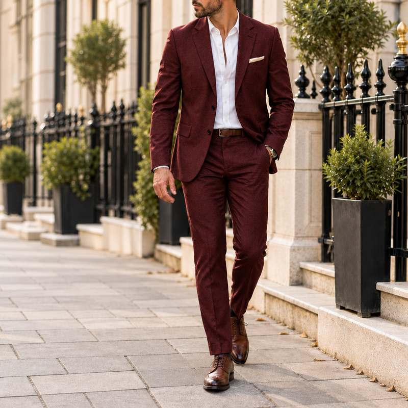 Rapallo Slim Fit Suit Set in Burgundy