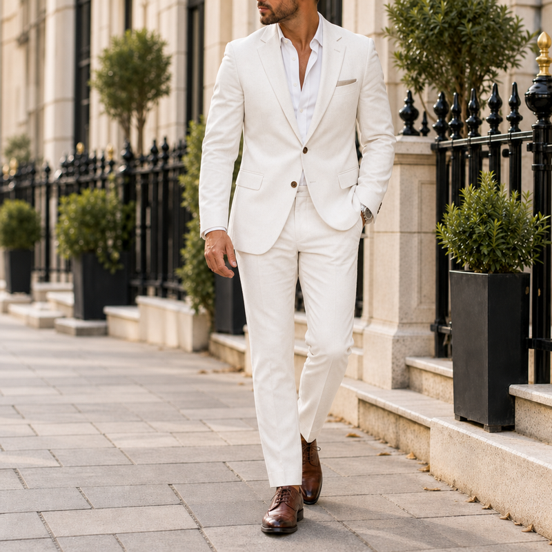 Rapallo Slim Fit Suit Set in White