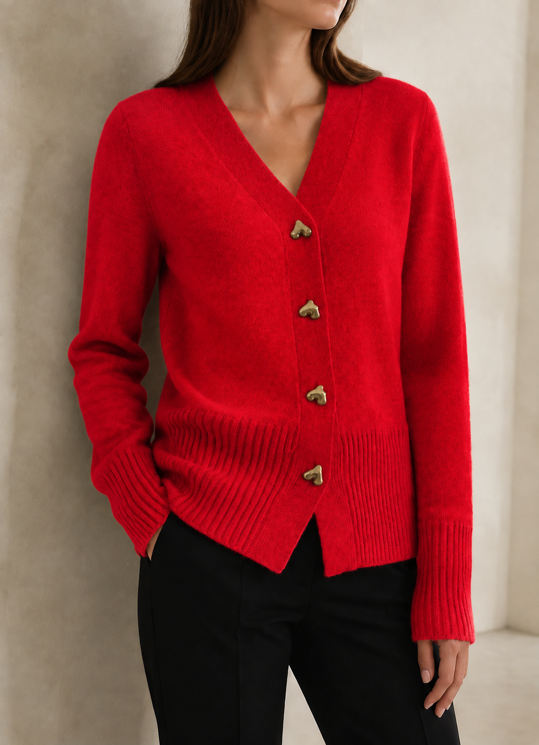Comillas Heart Button Cardigan