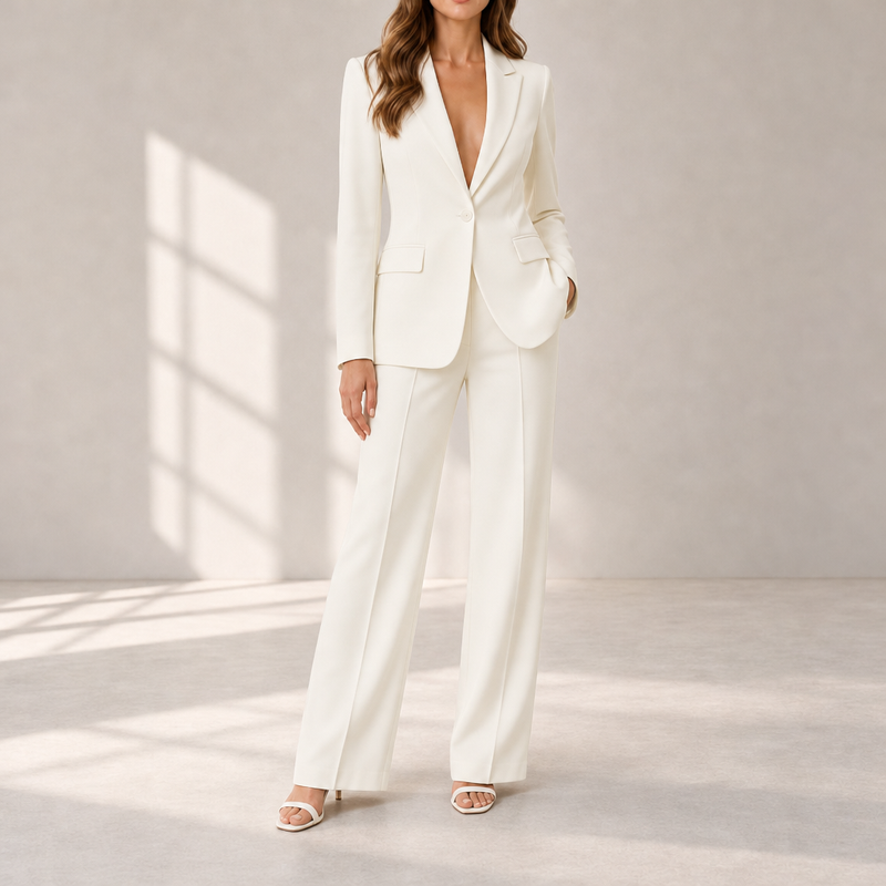 Rhodes Tailored Blazer Trouser Set in White